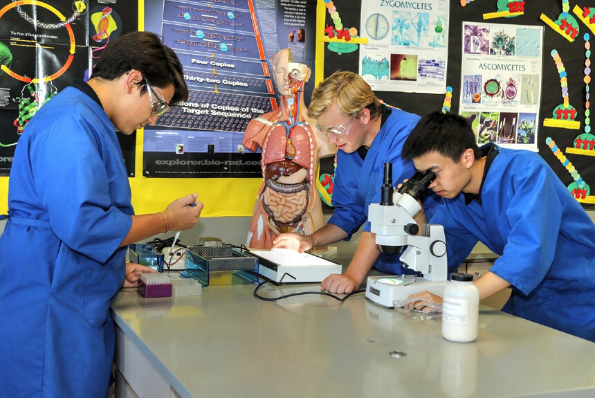 Don Bosco Tech students working in the lab.